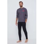 HUGO pijama barbati, culoarea negru, melanj