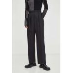 Tiger Of Sweden pantaloni de lana culoarea negru, lat, high waist