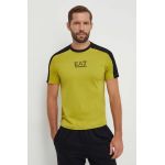 EA7 Emporio Armani tricou din bumbac barbati, culoarea verde, modelator