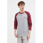 Superdry longsleeve din bumbac culoarea gri, melanj