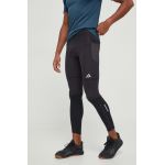 adidas Performance leggins de alergare culoarea negru, neted