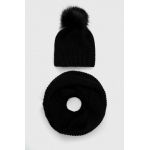 Answear Lab caciula si fular culoarea negru
