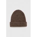 Gestuz caciula de lana culoarea bej, de lana, din tricot gros