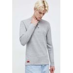 Superdry longsleeve din bumbac culoarea gri, melanj