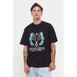 On Vacation tricou din bumbac barbati, culoarea negru, cu imprimeu