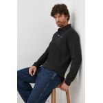 La Martina longsleeve din bumbac culoarea negru, neted