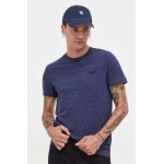 Superdry tricou din bumbac barbati, culoarea albastru marin, melanj