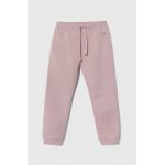 United Colors of Benetton pantaloni de trening pentru copii culoarea roz, neted