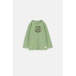 Coccodrillo longsleeve din bumbac pentru bebeluși culoarea verde, cu imprimeu