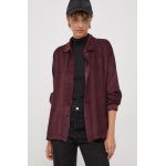 Deha camasa din velur culoarea bordo, cu guler clasic, relaxed
