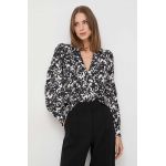 Morgan camasa femei, culoarea negru, cu guler clasic, relaxed