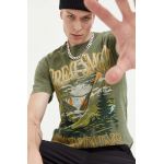 Abercrombie & Fitch tricou din bumbac barbati, culoarea verde, cu imprimeu