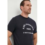 Karl Lagerfeld tricou din bumbac barbati, culoarea albastru marin, cu imprimeu