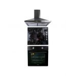 Pachet cuptor incorporabil (1857), capacitate 51L, electric, negru, plita incorporabila (1864), 60x50x6 cm, gaz butelie sau gaz natural (duze de schimb incluse), hota incorporabila decorativa inox, 63 cm (1925) / SET 30029 Engros