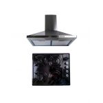 Pachet plita incorporabila (1864), 60x50x6 cm, gaz butelie sau gaz natural (duze de schimb incluse), hota incorporabila decorativa inox, 63 cm (1925) / SET 30041 Engros
