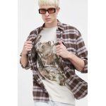 Abercrombie & Fitch camasa din bumbac barbati, culoarea maro, cu guler clasic, relaxed