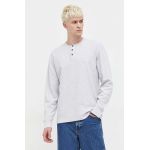 Abercrombie & Fitch longsleeve din bumbac culoarea gri, neted