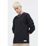 Abercrombie & Fitch longsleeve din bumbac culoarea negru, neted