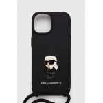 Karl Lagerfeld Husă pentru telefon iPhone 15 6.1 culoarea negru