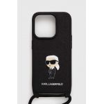 Karl Lagerfeld Husă pentru telefon iPhone 15 Pro 6.1 culoarea negru