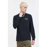 Abercrombie & Fitch longsleeve din bumbac culoarea negru, cu imprimeu