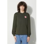 Fjallraven hanorac de bumbac 1960 Logo Badge Sweater bărbați, culoarea verde, cu imprimeu  F87163