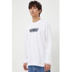 G-Star Raw longsleeve din bumbac culoarea alb, cu imprimeu
