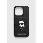 Karl Lagerfeld Husă pentru telefon iPhone 15 Pro 6.1 culoarea negru