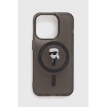 Karl Lagerfeld Husă pentru telefon iPhone 15 Pro 6.1 culoarea negru