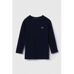 Lacoste longsleeve din bumbac pentru copii culoarea albastru marin, neted
