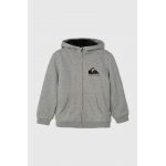 Quiksilver bluza copii BEST WAVE OTLR culoarea gri, cu glugă, cu imprimeu