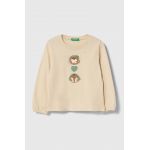 United Colors of Benetton longsleeve din bumbac pentru copii culoarea bej