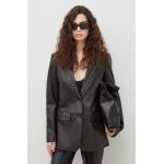 The Kooples sacou de piele culoarea negru, un singur rand de nasturi, neted