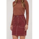 United Colors of Benetton fusta din bumbac culoarea bordo, mini, evazati