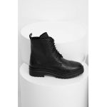 Answear Lab bocanci de piele femei, culoarea negru, cu platforma