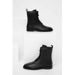 Answear Lab cizme de piele femei, culoarea negru, cu toc plat