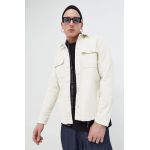Hollister Co. camasa din velur culoarea bej, cu guler clasic, regular