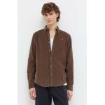 Abercrombie & Fitch camasa din velur culoarea maro, cu guler button-down, regular