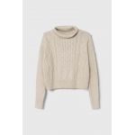 Abercrombie & Fitch pulover copii culoarea bej, călduros