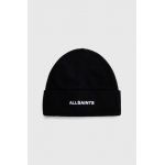 AllSaints caciula din amestec de lana culoarea negru, din tricot gros