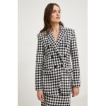 Answear Lab sacou culoarea negru, cu doua randuri de nasturi, modelator