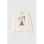 United Colors of Benetton longsleeve din bumbac pentru copii culoarea bej