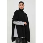 BOSS poncho din amestec de lana culoarea negru