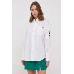 Dkny camasa din bumbac femei, culoarea alb, cu guler clasic, relaxed