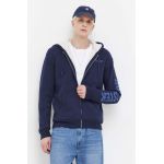 Hollister Co. bluza barbati, culoarea albastru marin, cu glugă, cu imprimeu