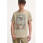 Medicine tricou din bumbac barbati, culoarea bej, cu imprimeu