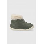 Pom D'api cizme de iarna pentru copii din piele intoarsa SWEET ZIP FUR culoarea verde