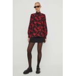 The Kooples camasa de matase culoarea negru, cu guler stand-up, regular