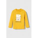 zippy longsleeve din bumbac pentru bebeluși culoarea galben, cu imprimeu