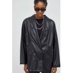 Answear Lab sacou culoarea negru, cu doua randuri de nasturi, neted